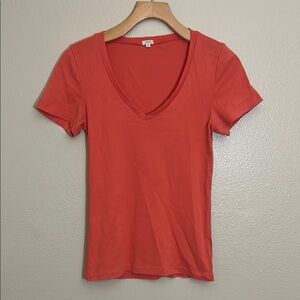 J. Crew Orange Cotton Short Sleeve V-Neck Tee